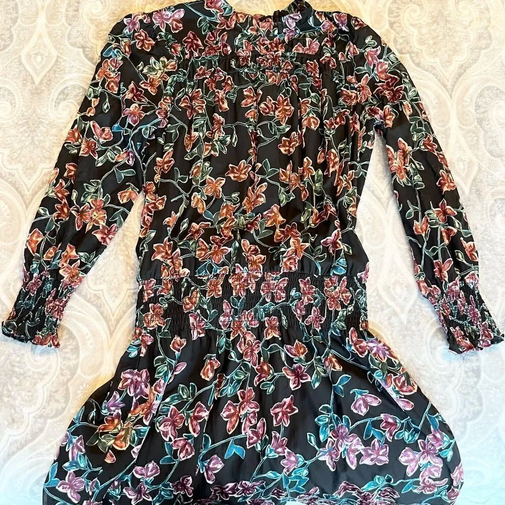 Parker  PERLA LONG-SLEEVE FLORAL MINI DRESS IN MULTI